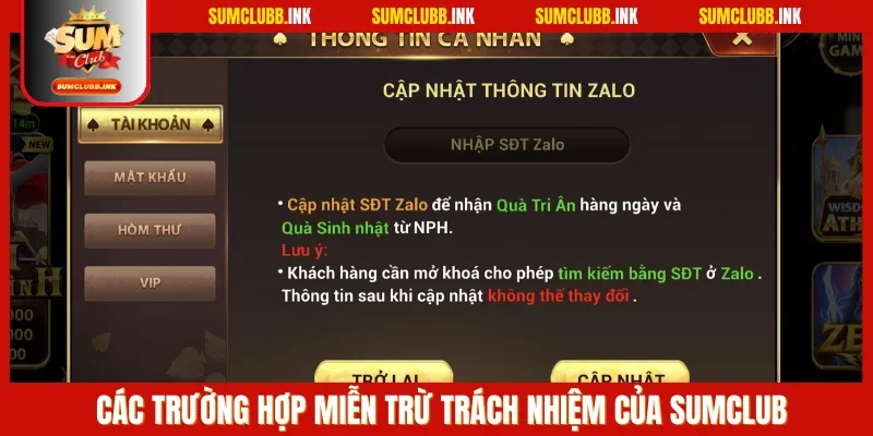 SUMCLUB luôn chú trọng đến việc bảo mật tài khoản cho người dùng